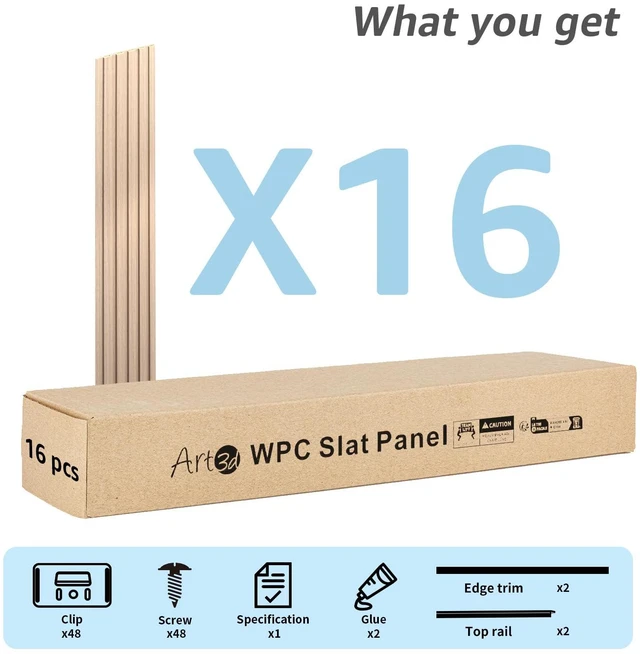 Alt view image 4 of 7 - 48 x 6 Inch WPC Wood Slat Wall Panels, 3D Wall Accents, 16-Pack, Oak Real Wood Grain, Durable, Water Resistant, Wear-Resistant, No Emission, Eco-Friendly, Easy to Care, for Living Room, Bedroom