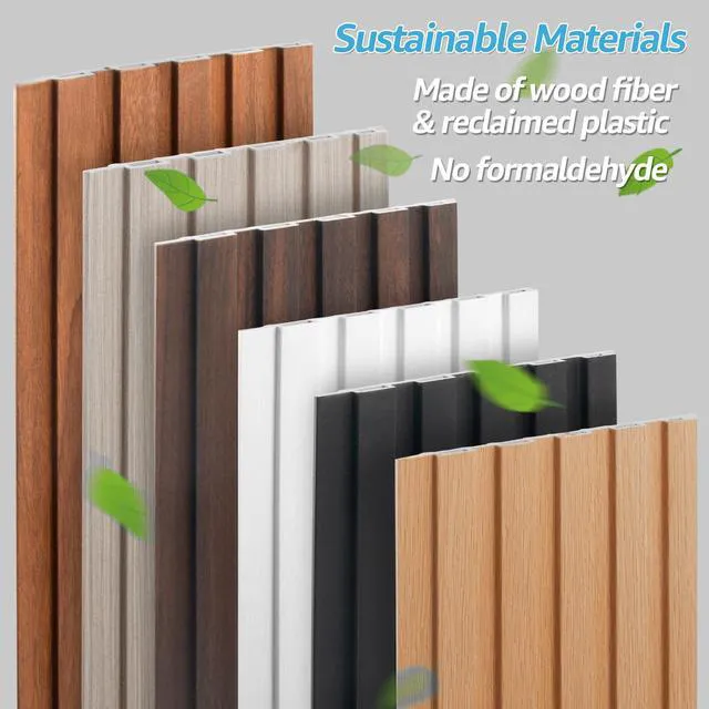 Alt view image 7 of 7 - 48 x 6 in WPC Wood Slat Wall Panels, 3D Wall Accents, 16-Pack, White Real Wood Grain, Durable, Water Resistant, Wear-Resistant, No Emission, Eco-Friendly, Easy to Care, for Living Room, Bedroom