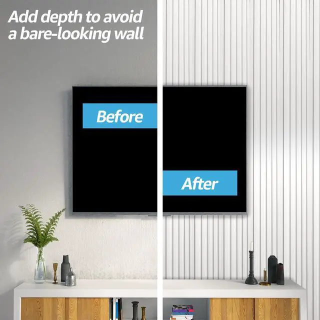 Alt view image 4 of 7 - 48 x 6 in WPC Wood Slat Wall Panels, 3D Wall Accents, 16-Pack, White Real Wood Grain, Durable, Water Resistant, Wear-Resistant, No Emission, Eco-Friendly, Easy to Care, for Living Room, Bedroom