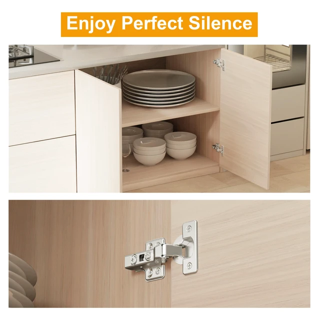 Alt view image 2 of 7 - 40Pcs Frameless Soft Close Half Overlay Cabinet Hinges European Concealed Hinges with 50% Faster Install & Clip-On Plate, 3D Adjustment, Cabinet Door Hinges for Frameless Cabinets