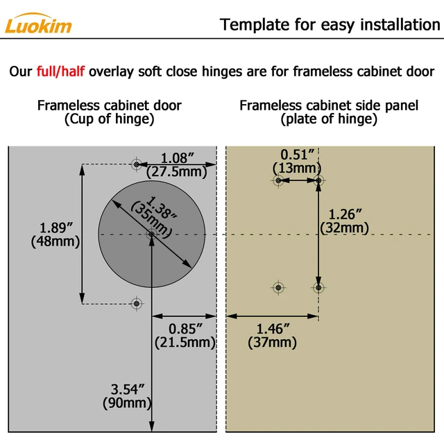 Alt view image 6 of 7 - 40Pcs Frameless Soft Close Half Overlay Cabinet Hinges European Concealed Hinges with 50% Faster Install & Clip-On Plate, 3D Adjustment, Cabinet Door Hinges for Frameless Cabinets