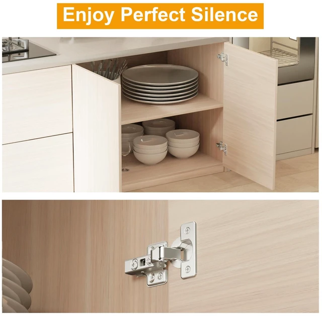 Alt view image 3 of 7 - 40Pcs Frameless Soft Close Inset Cabinet Hinges 50% Faster Install European Concealed Hinges with Clip-On Plate, 105° 3D Adjustment, Heavy Duty Cabinet Door Hinges for Frameless Cabinets