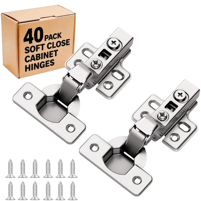 Main image of 40Pcs Frameless Soft Close Inset Cabinet Hinges 50% Faster Install European Concealed Hinges with Clip-On Plate, 105° 3D Adjustment, Heavy Duty Cabinet Door Hinges for Frameless Cabinets