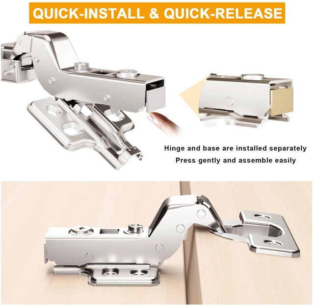 Alt view image 4 of 7 - 40Pcs Frameless Soft Close Inset Cabinet Hinges 50% Faster Install European Concealed Hinges with Clip-On Plate, 105° 3D Adjustment, Heavy Duty Cabinet Door Hinges for Frameless Cabinets