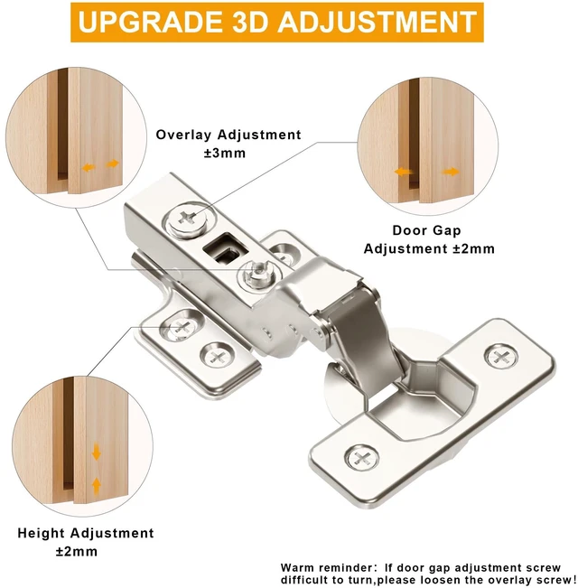 Alt view image 6 of 7 - 40Pcs Frameless Soft Close Inset Cabinet Hinges 50% Faster Install European Concealed Hinges with Clip-On Plate, 105° 3D Adjustment, Heavy Duty Cabinet Door Hinges for Frameless Cabinets