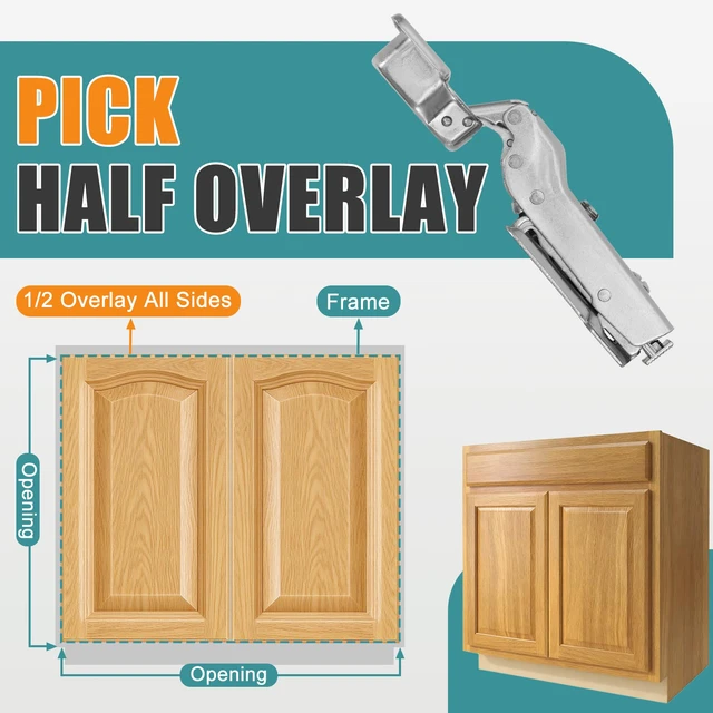 Alt view image 2 of 7 - Soft Close Hinges for Frameless Cabinets, 110° Half Overlay, 50 Pack European Kitchen Cabinet Hinges,3D Adjustable and Quick Release, 35MM Cup Hinges, Slow Close Hinges