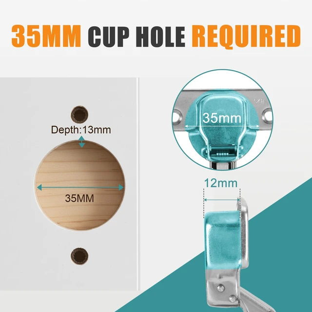 Alt view image 5 of 7 - Soft Close Hinges for Frameless Cabinets, 110° Half Overlay, 50 Pack European Kitchen Cabinet Hinges,3D Adjustable and Quick Release, 35MM Cup Hinges, Slow Close Hinges