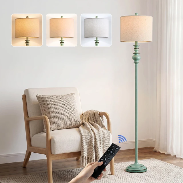 Main image of 64.25" Farmhouse Floor Lamp with Remote, Dimmable Floor Lamp with Adjustable Color Temperatures, Antique Blue Standing Floor Lamp for Living Room Corner, Bedroom & Nursery, 9W Bulb Included