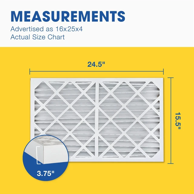 Alt view image 5 of 7 - 16x25x4 MERV 11-6 Count - Pleated HVAC, Furnace & Air Conditioner Filters - Removes Dust, Cold & Flu Germs, Lint, Mold, Pet Dander, Allergy-Causing Pollen, Smog & Smoke