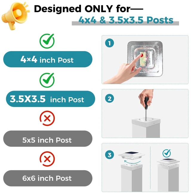 Alt view image 2 of 7 - 4x4 Solar Post Cap Lights Outdoor 16Pack- 3 Color Temperatures&2 Level Brightness, IP65 Waterproof, 16 LED Fence Deck Post Light Solar Powered Only for 4×4/3.5×3.5 Wood/Vinyl Posts(White)