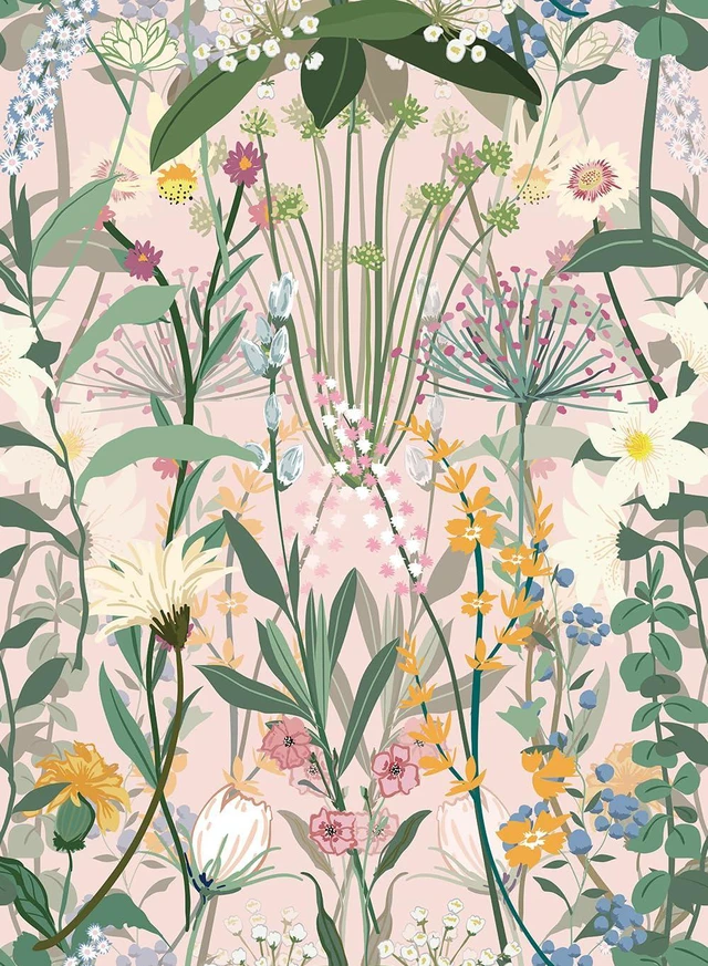 Main image of Floral Wallpaper Peel and Stick 17.3"x1181" Pink Farm Wildwood Stick on Wallpaper for Home Bedroom Cabinets Thicken Self Adhesive Contact Paper