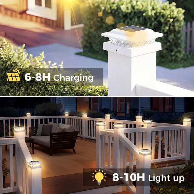 Alt view image 3 of 7 - 4x4 Solar Post Cap Lights Outdoor 16Pack- 3 Color Temperatures&2 Level Brightness, IP65 Waterproof, 16 LED Fence Deck Post Light Solar Powered Only for 4×4/3.5×3.5 Wood/Vinyl Posts(White)
