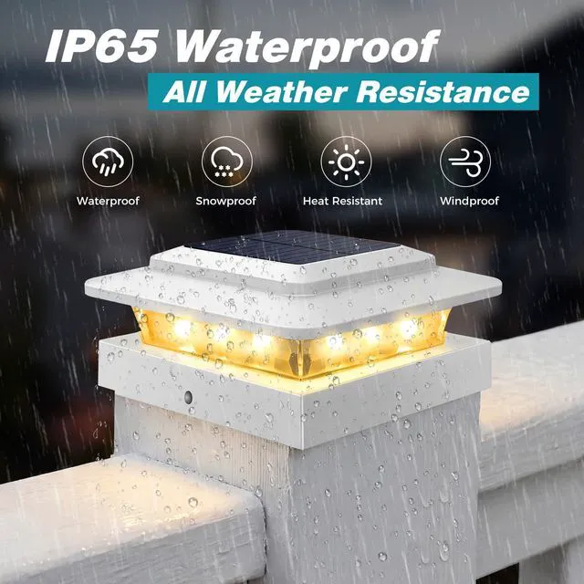 Alt view image 4 of 7 - 4x4 Solar Post Cap Lights Outdoor 16Pack- 3 Color Temperatures&2 Level Brightness, IP65 Waterproof, 16 LED Fence Deck Post Light Solar Powered Only for 4×4/3.5×3.5 Wood/Vinyl Posts(White)