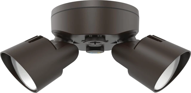 Alt view image 7 of 7 - HomeGuard 2-Light LED Outdoor Flood Lights, 3-In-1 CCT Dark Bronze Dusk to Dawn Outdoor LED Lights, Adjustable Lumens Selectable CCT Round Heads HGX LED 2RH ALO SWW2 120 PE DDB