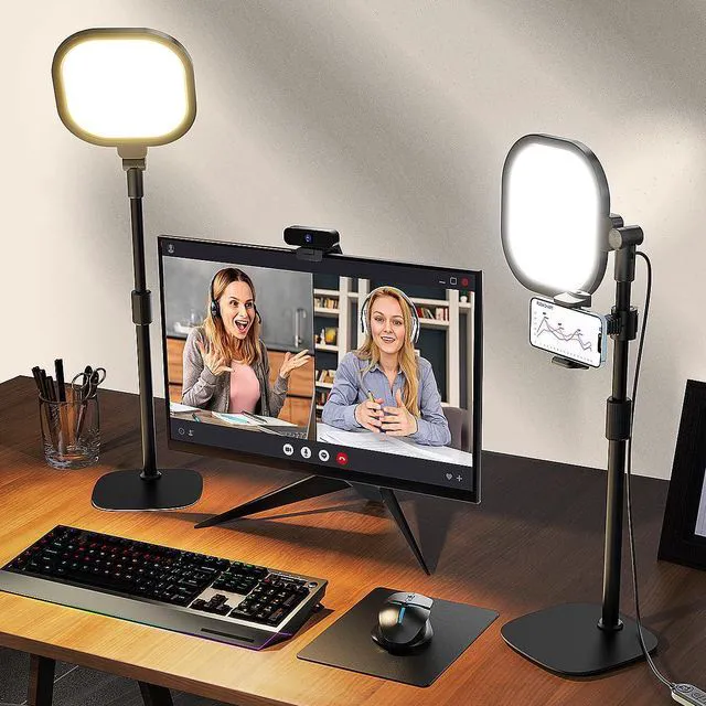 Main image of Video Conference Lighting for Zoom with Stand, 30 Modes, CRI>98 Edge-lit Eye-care Full-screen Ring light, Dimmable with 360° Stand, Memory Func for Zoom, Video Calls, Live Streams, Webcam