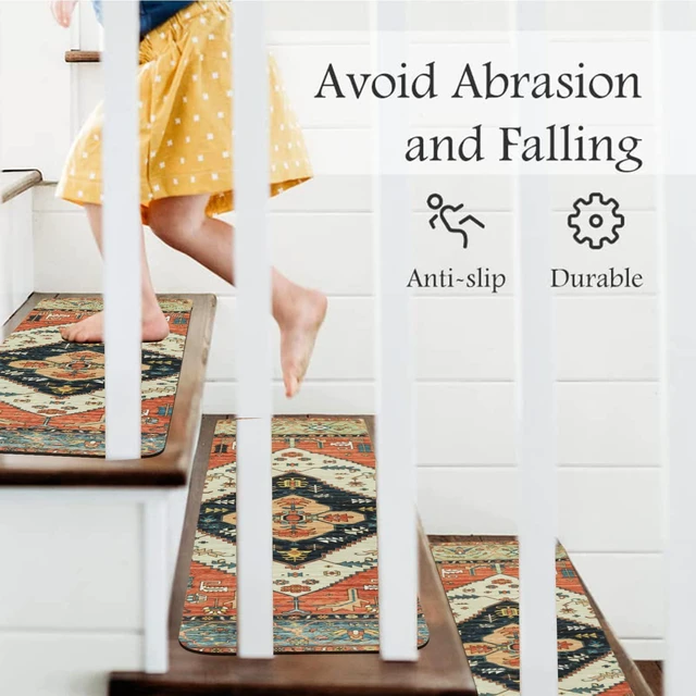 Alt view image 5 of 7 - Non-Slip Carpet Stair Treads for Wooden Steps 15PC 30"X8" Stair Runner Indoor Stair Runners for Wood Steps Non Slip Rubber Stair Carpet Safety Mats for Dogs, Kids & Elders, Stairway Grip Covers