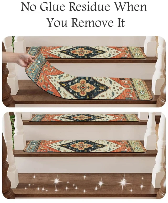 Alt view image 4 of 7 - Non-Slip Carpet Stair Treads for Wooden Steps 15PC 30"X8" Stair Runner Indoor Stair Runners for Wood Steps Non Slip Rubber Stair Carpet Safety Mats for Dogs, Kids & Elders, Stairway Grip Covers