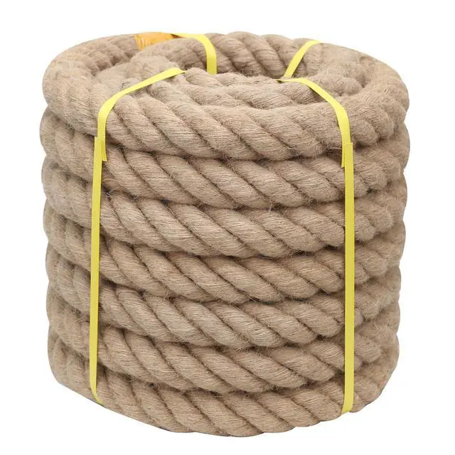 Alt view image 2 of 7 - Jute Rope 2 inch × 25FT, Natural Hemp Rope, Thick Heavy Duty Cord for Swing, Tug of War, Hammock, Craft & Nautical Use