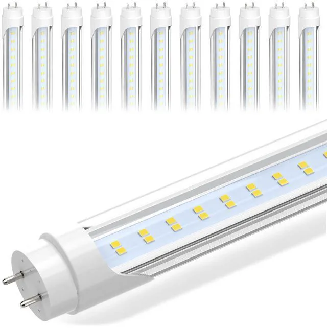 Main image of 4FT LED T8 Type A+B Tube Lights, 24W(65W Equivalent), 3200LM, 5000K Single or Double End Powered, Plug and Play or Ballast Bypass, 4 Foot T10 T12 Fluorescent Bulbs Replacement, Clear(12-Pack)