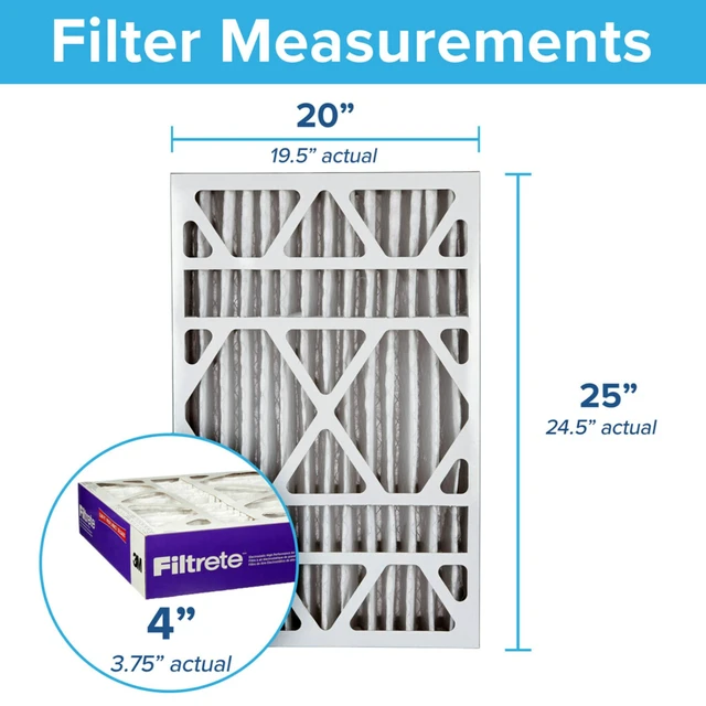 Alt view image 2 of 7 - 20x25x4 Slim Fit (3.75" width) AC Furnace Air Filter, MPR 1550, MERV 12, Fits AprilAire & Carrier, CERTIFIED Asthma & Allergy Friendly, 2-Pack (Actual Size 19.50 x 24.50 x 3.75)