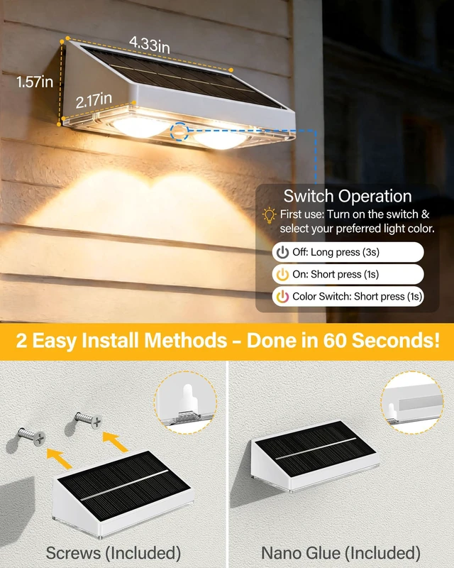 Alt view image 7 of 7 - Solar Fence Lights Outdoor, 16 Pack Fence Lights Solar Powered 60LM Solar Fence Lights, 9 RGB Color Modes, IP65 Waterproof, 12H Dusk to Dawn Glow for Pool/Deck/Patio/Wall/Backyard - White