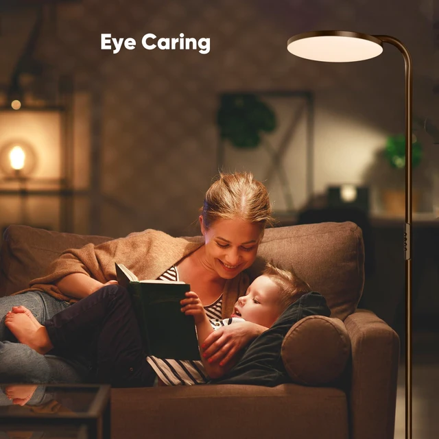 Alt view image 7 of 7 - 36W LED Floor Lamp, Super Bright Standing Lamp, Modern Stepless Dimmable Torchiere Tall Lamp with Remote Control, 350°Rotating Head Reading Floor Lamp for Living Room, Bedroom, Office
