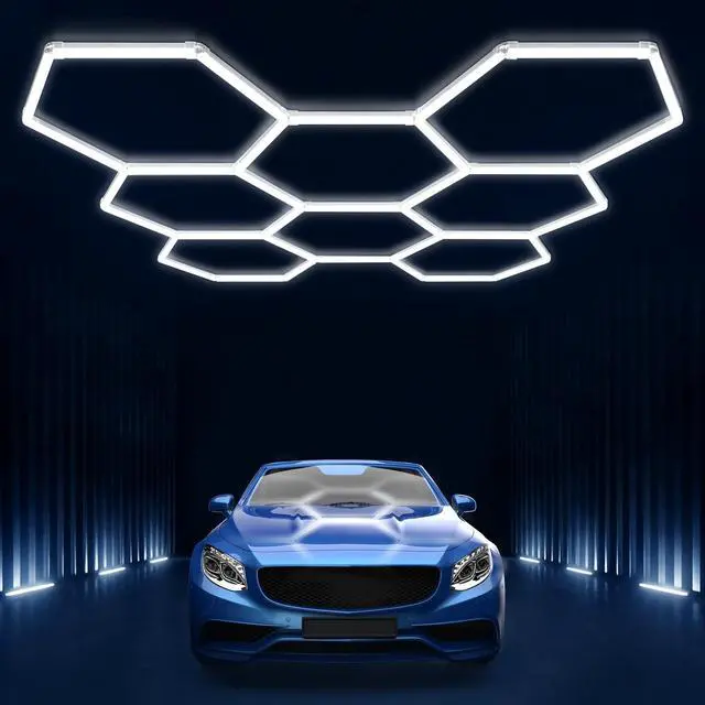 Main image of Hexagon Garage Lights: Hexagon led Gym Lights 40000LM DIY LED Shop Light Car Detailing Ceiling Light for Basement Warehouse Workshop Barbershop Car Care Wash Room Exhibition 6500K