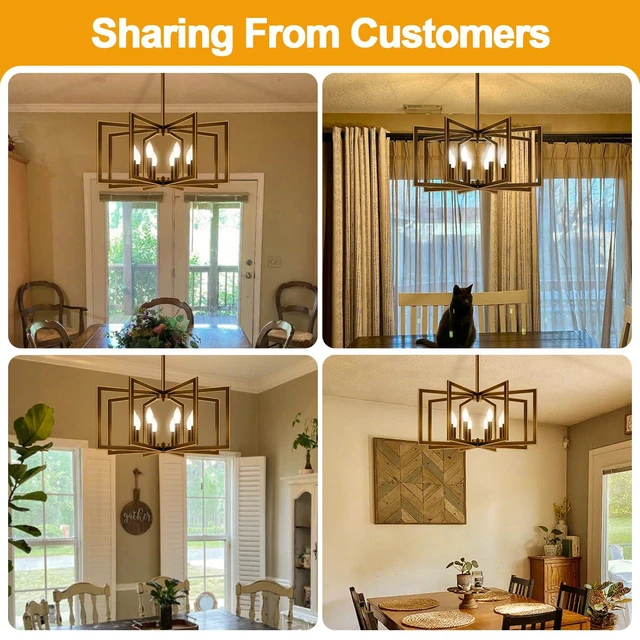 Alt view image 5 of 7 - 25"-61" Height Adjustable Modern Oil-Rubbed Bronze Chandelier for Dining Room, No Assembly Required Dining Room Light Fixture Over Table, Industrial Metal Pendant Lights Fixture for Kitchen Island