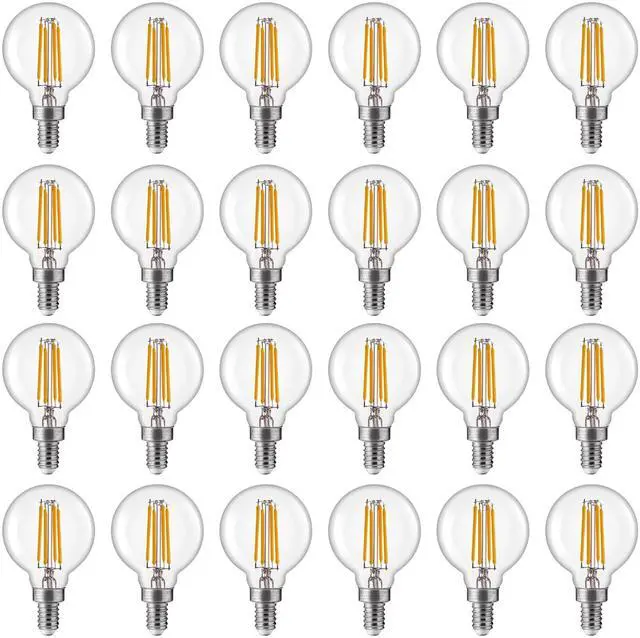 Main image of 60W Equivalent LED Globe Candelabra Bulbs, Dimmable G16.5 LED E12 Chandelier Light Bulbs, 550LM, CRI90, 5.5W, AC 120V, 24 Pack, 2700K Soft White