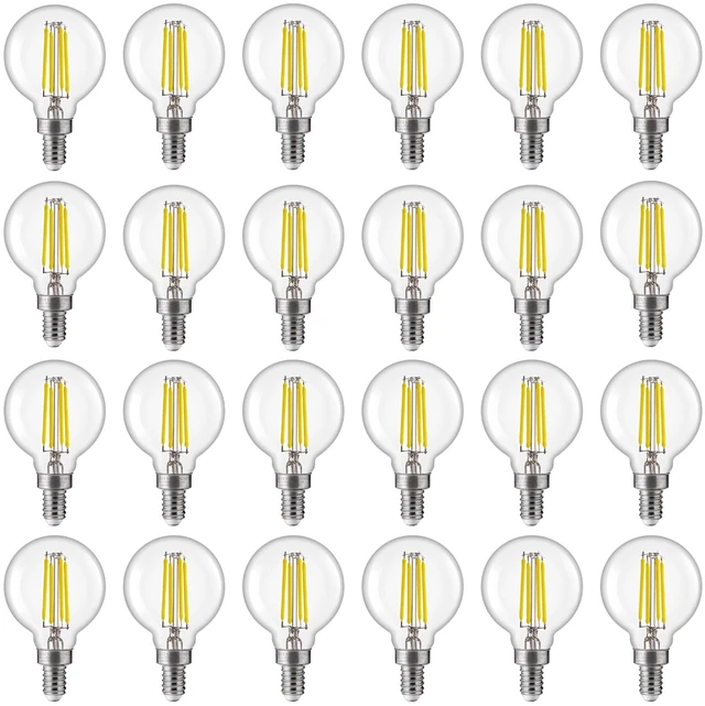 Main image of 60W Equivalent LED Globe Candelabra Bulbs, Dimmable G16.5 LED E12 Chandelier Light Bulbs, 550LM, CRI82, 5.5W, AC 120V, 24 Pack, 5000K Daylight