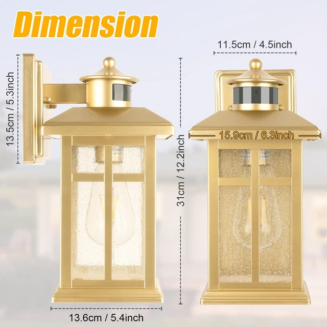 Main image of Outdoor Light Fixture Motion Sensor, Modern Outside Wall Lights Exterior Light Fixture, Black Porch Lights & Outdoor Dusk till Dawn Wall Mount Light for House Garage Entryway