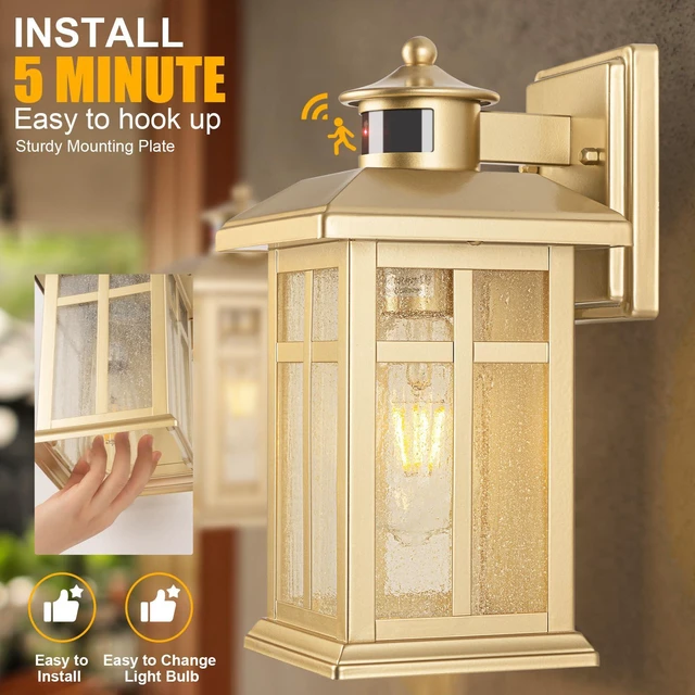 Alt view image 2 of 5 - Outdoor Light Fixture Motion Sensor, Modern Outside Wall Lights Exterior Light Fixture, Black Porch Lights & Outdoor Dusk till Dawn Wall Mount Light for House Garage Entryway