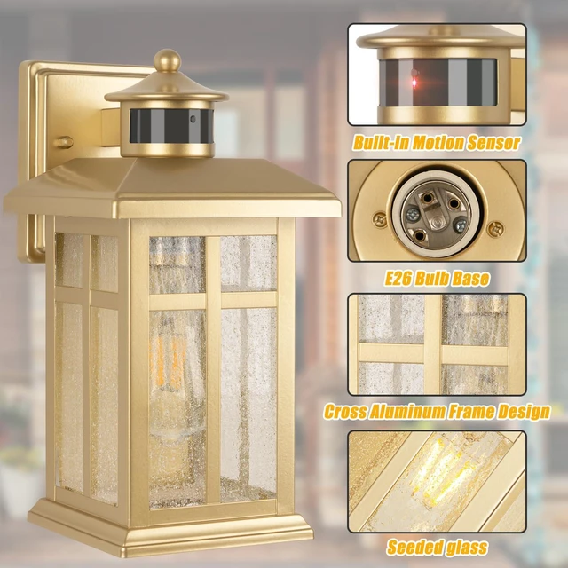 Alt view image 4 of 5 - Outdoor Light Fixture Motion Sensor, Modern Outside Wall Lights Exterior Light Fixture, Black Porch Lights & Outdoor Dusk till Dawn Wall Mount Light for House Garage Entryway