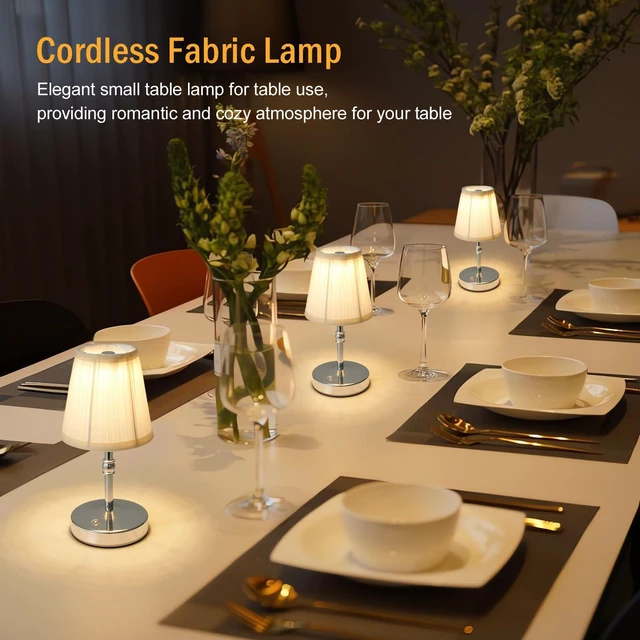 Alt view image 2 of 7 - 3000 mah Battery lamp,5W LED Small Touch Lamps,3 Color Temperature Dimmable Rechargeable Lamp,Cordless Lamp for Kitchen,Mini Lamps for Small Spaces (Chrome,2 Pack)