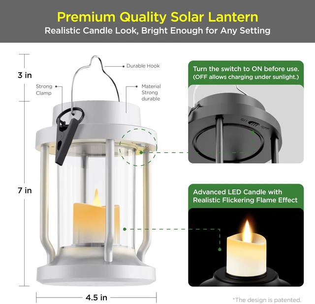 Alt view image 5 of 6 - Solar Lantern Outdoor & Indoor Use Hanging Solar Lights with Realistic Flickering Flameless Candle, Weatherproof for Gardens, Patios, Trees, and Lawns (White, 8 Pack)