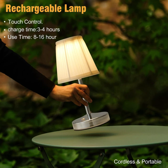 Alt view image 6 of 7 - 3000 mah Battery lamp,5W LED Small Touch Lamps,3 Color Temperature Dimmable Rechargeable Lamp,Cordless Lamp for Kitchen,Mini Lamps for Small Spaces (Chrome,2 Pack)