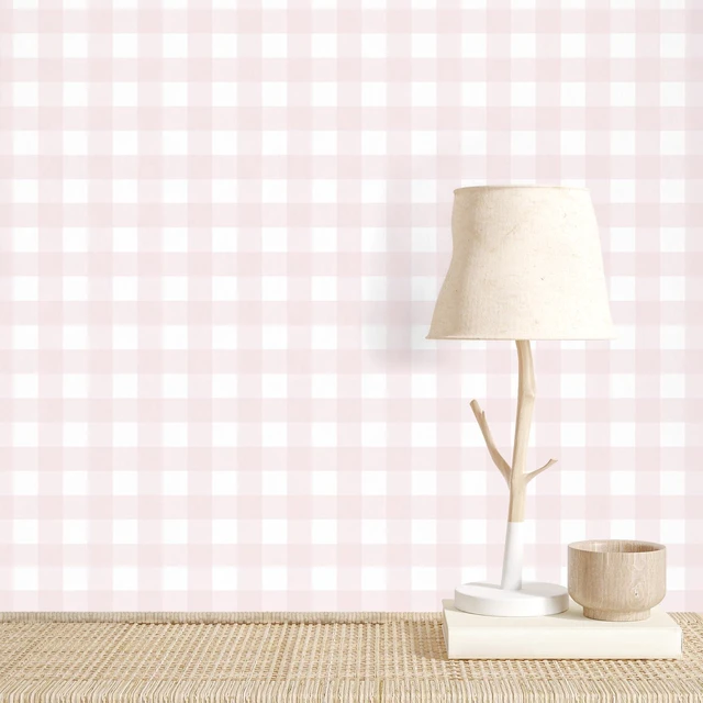 Main image of Pink Peel and Stick Wallpaper Gingham Checkered 17.3''×591'' Pink Plaid Contact Paper for Cabinets Self Adhesive Removable Wallpaper Waterproof Bathroom Bedroom Nursery Cute Wall Decor