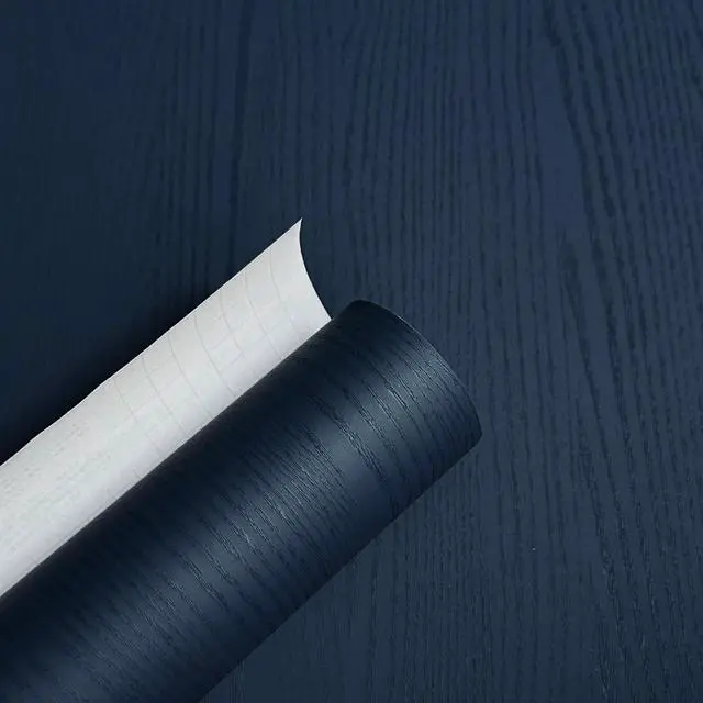 Alt view image 3 of 7 - Navy Blue Wood Grain Contact Paper 19.7" x 394" (32.8ft), Extra Wide Kitchen Cabinet & Countertop Peel and Stick Wallpaper, Waterproof Self Adhesive Wood Textured Film for Furniture