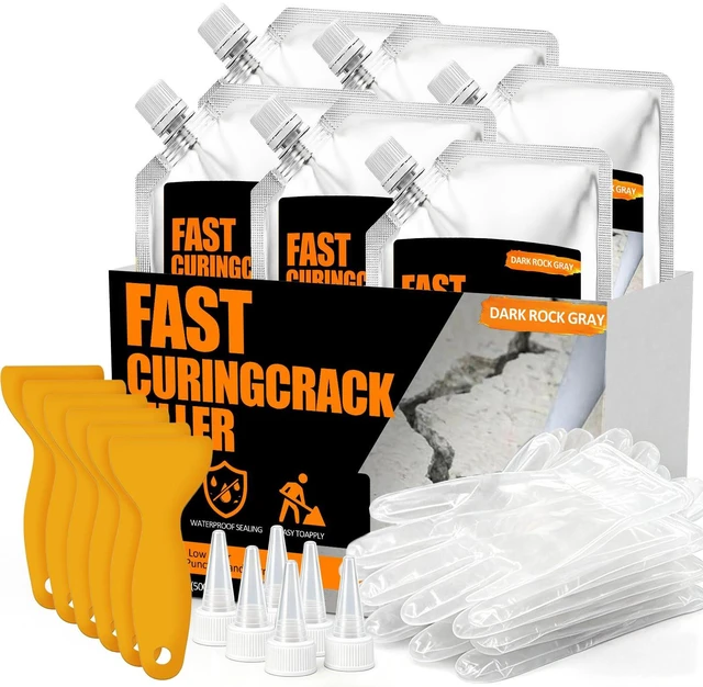 Main image of Concrete Crack Filler 6 PACK, Self-Leveling Cement Crack Repair,High Elasticity And Fast Drying, Waterproof Sealant for Driveway, Sidewalk, Patio, Concrete Joint, Indoor and Outdoor Use Gray (113oz)