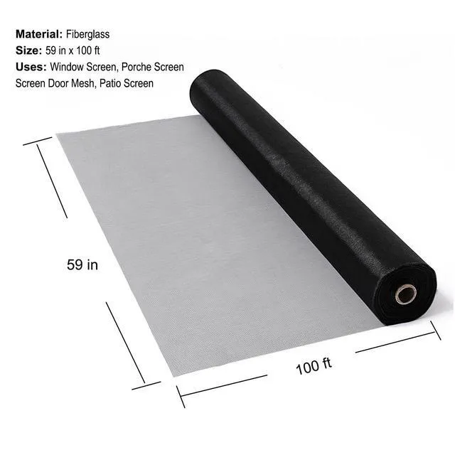 Alt view image 2 of 7 - 59 in x 100 ft Fiberglass Window Screen Mesh, Window Screen Replacement, Screen Door Mesh, Screen Mesh Roll, Porch Screens for Patios Outside Outdoor, Heavy Duty Window Screens for House Windows