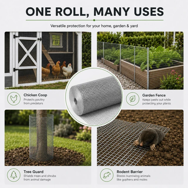 Alt view image 5 of 7 - Hardware Cloth 1/2 inch Chicken Wire Mesh 24in. x 50ft. 19 Gauge Hot-dip Galvanized After Welding, Chicken Wire Fencing Snake Fencing Welded Wire Fence Roll Wire Mesh Fencing
