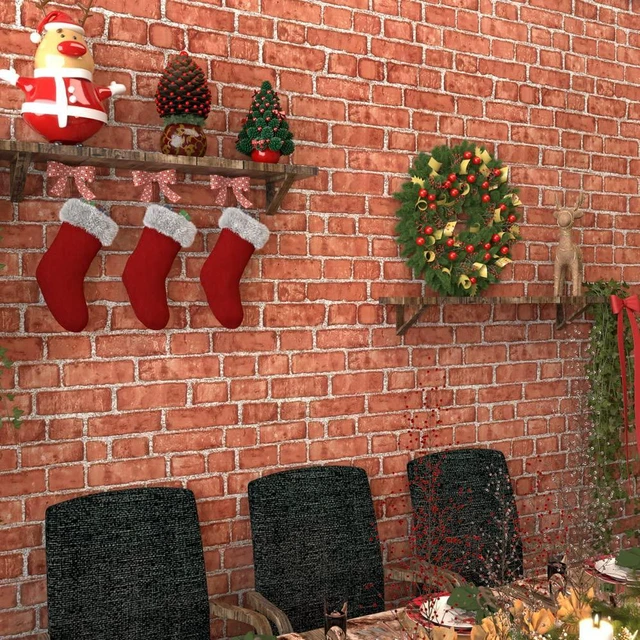 Alt view image 5 of 7 - Red Brick Wallpaper Peel and Stick Contact Paper Faux 591×18 Red Brick Contact Paper for Walls Brick Wrapping Paper Self Adhesive Removable Wallpaper Bedroom Kitchen Backsplash Fireplace