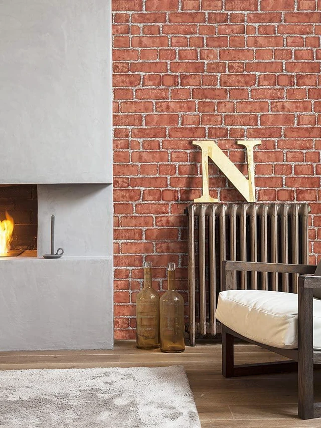 Alt view image 7 of 7 - Red Brick Wallpaper Peel and Stick Contact Paper Faux 591×18 Red Brick Contact Paper for Walls Brick Wrapping Paper Self Adhesive Removable Wallpaper Bedroom Kitchen Backsplash Fireplace