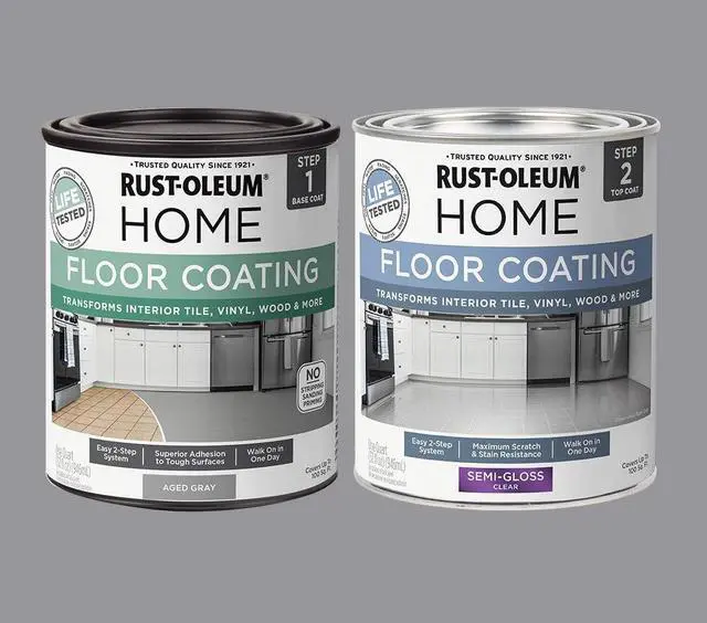 Alt view image 2 of 7 - Interior Floor Semi-Gloss Aged Gray Coating Kit Interior Floor Renovation, Durable Walk-On Finish, Tile, Vinyl, Concrete & Wood Surfaces, 2 Quarts