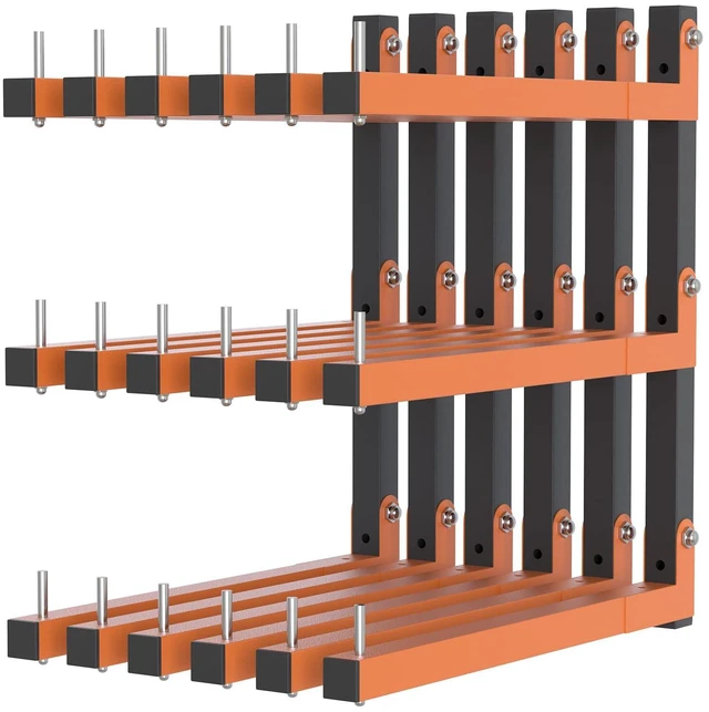 Main image of Lumber Rack Wall Mount, Lumber Storage Rack, Heavy Duty Wood Storage Racks with 9-Level System, 1080 lb Substantial Garage Wood Organizer, Orange Lumber Metal Racks for Indoor and Outdoor (6 PACK)
