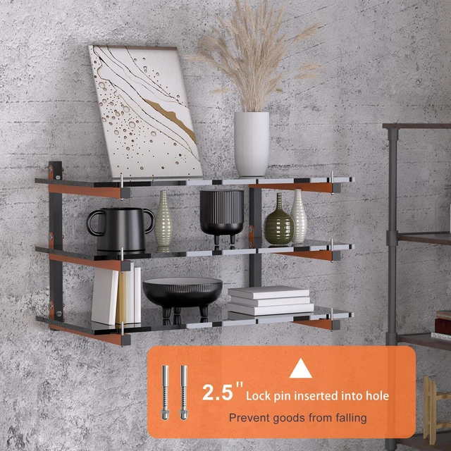 Alt view image 5 of 7 - Lumber Rack Wall Mount, Lumber Storage Rack, Heavy Duty Wood Storage Racks with 9-Level System, 1080 lb Substantial Garage Wood Organizer, Orange Lumber Metal Racks for Indoor and Outdoor (6 PACK)
