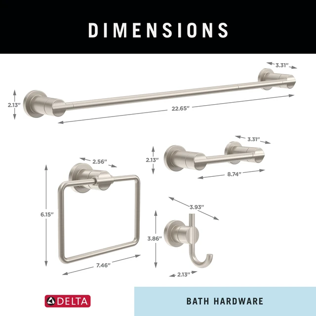 Alt view image 7 of 7 - 4-Piece SpotShield Brushed Nickel Bathroom Set Towel Rack, Ring, Toilet Paper Holder, Hook | Nicoli Bath Accessories