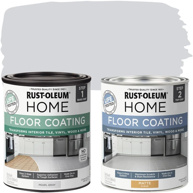 Main image of Interior Floor Matte Pearl Gray Coating Kit Interior Floor Renovation, Durable Walk-On Finish, Tile Vinyl Concrete And Wood Surfaces, 2 Quarts
