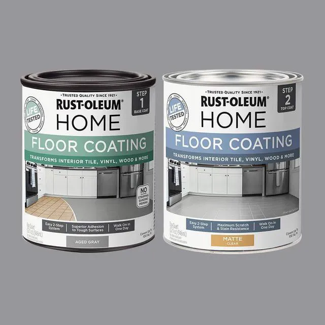 Alt view image 2 of 7 - Interior Floor Matte Aged Gray Coating Kit Interior Floor Renovation, Durable Walk-On Finish, Tile, Vinyl, Concrete & Wood Surfaces, 2 Quarts