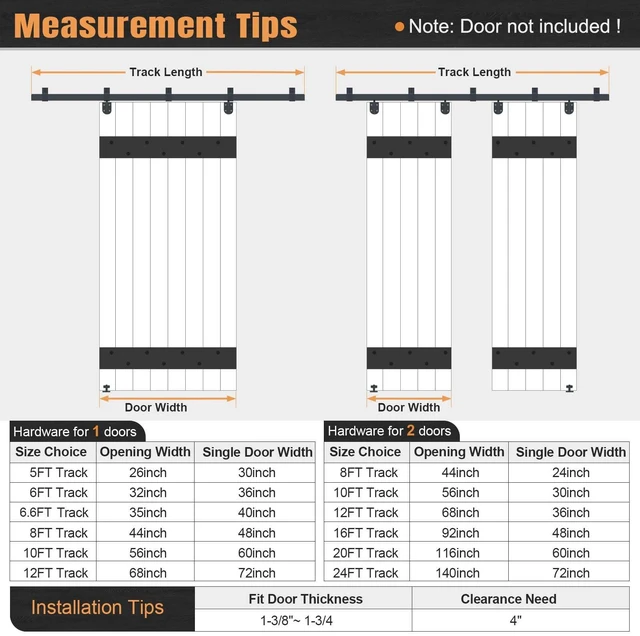Alt view image 6 of 7 - 8FT Exterior Sliding Barn Door Hardware Kit, Box Rail Track, 450lb Capacity, Black Weather-Resistant Steel, Wall Mount System for Outdoor Use, Fit Single 48in Door